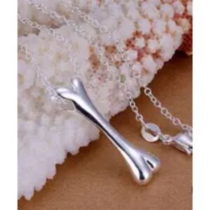 Sterling Silver stamped .925 Dog Bone with Lobster Claw Clasp Puppy Dog Necklace